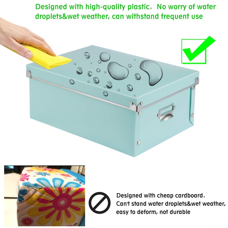 SEEKIND Foldable Storage Box with Lids and Handles Decorative, 3 in 1 Set, Multiple Size Plastic Box for Clothes, Cosmetic, Books â€¦ - Image 5